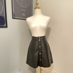Y2K Faux Leather Skater Skirt